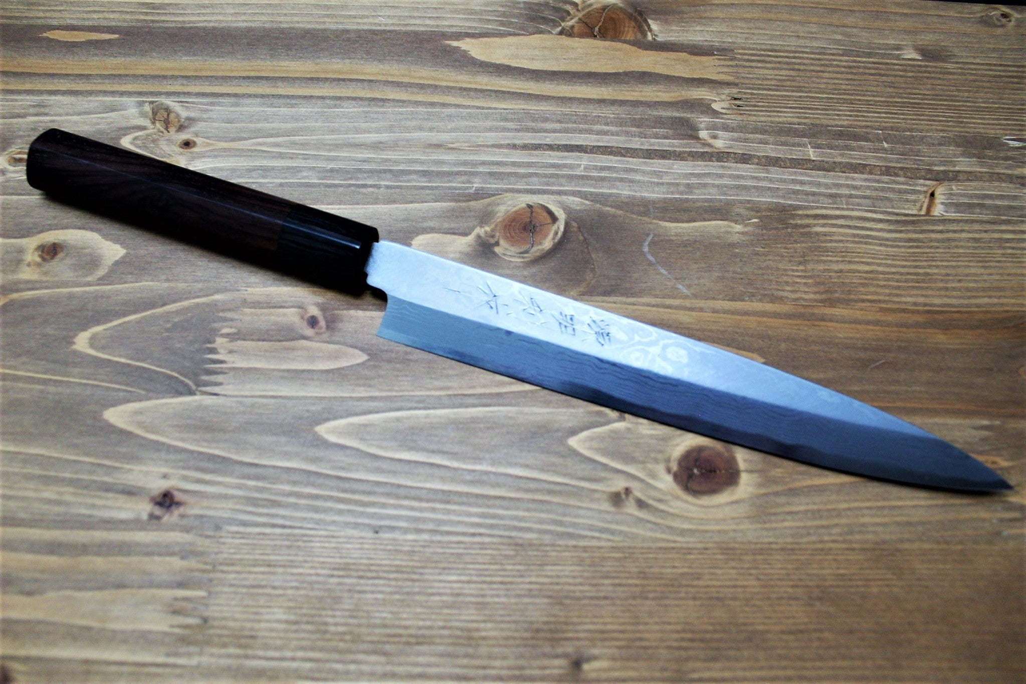 Kitchen Knives - Sawakazuma Yanagiba Slicer Knife 210 Mm / 8.2" Shironiko Damascus Rosewood Handle