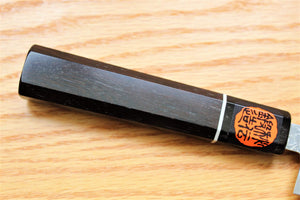 Kitchen Knives - Shigeki Tanaka Habakiri Damascus SG2 Steel Gyuto With Ebony Handle Buffalo Ferrule 180mm / 7.1"