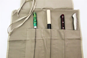 Knife Blocks & Holders - Japanese Chef Knife Canvas Roll Carry Bag For 4 Knives - Light Brown