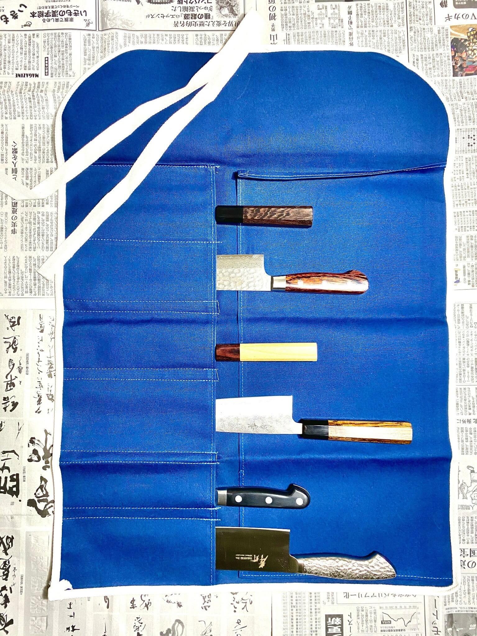 Knife Blocks & Holders - Japanese Chef Knife Canvas Roll Carry Bag For 6 Knives - Navy