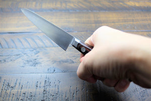 Knife - Saka Takayuki Petty Knife 120mm (4.7") Aoniko Honyaki (BLUE STEEL #2)