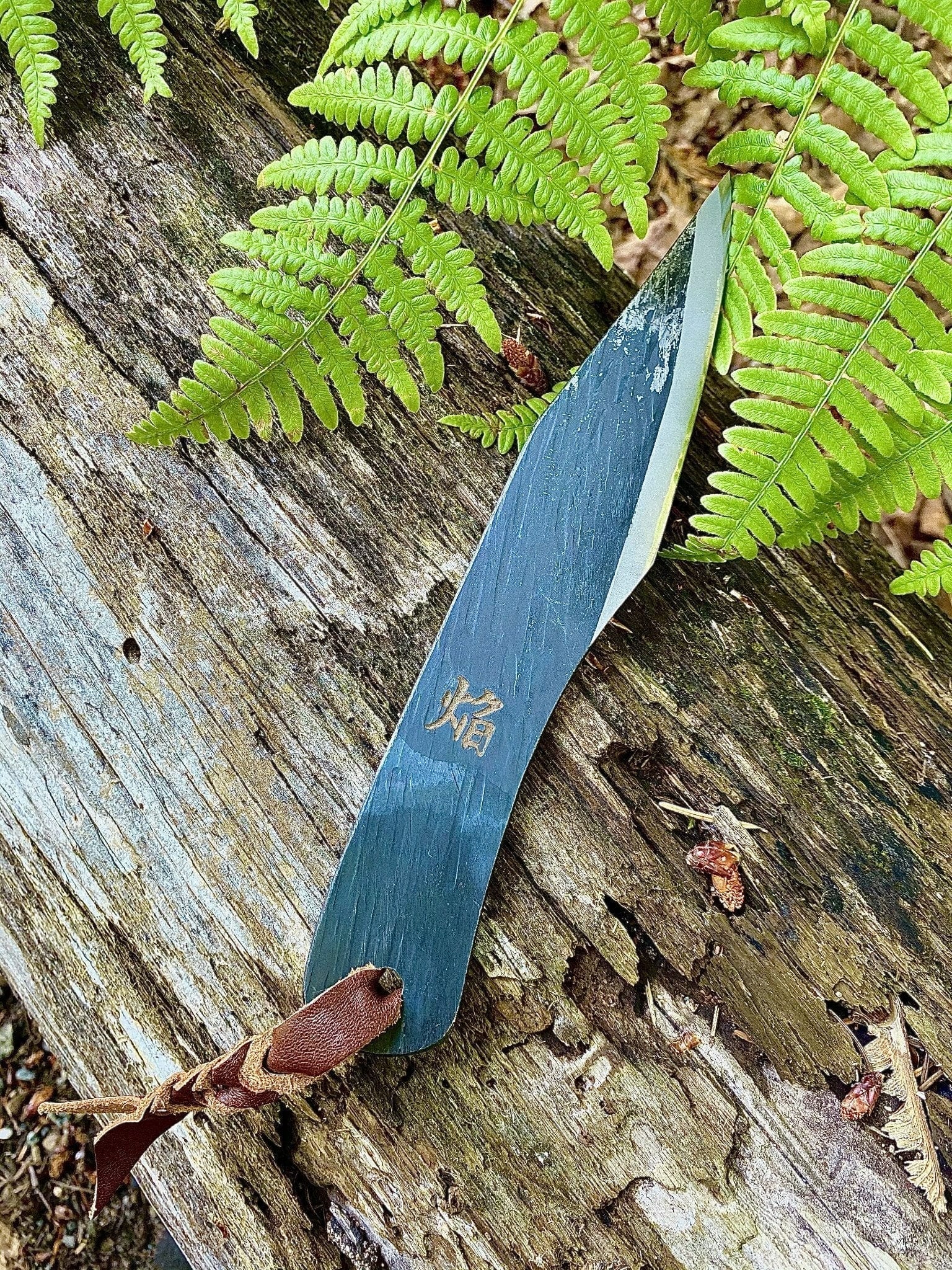 Knife - Sakai Takayuki Outdoor Knife 120 Mm (4.7") Aoniko Blue Steel #2 With Saya & Leather Strap - Kawasemi