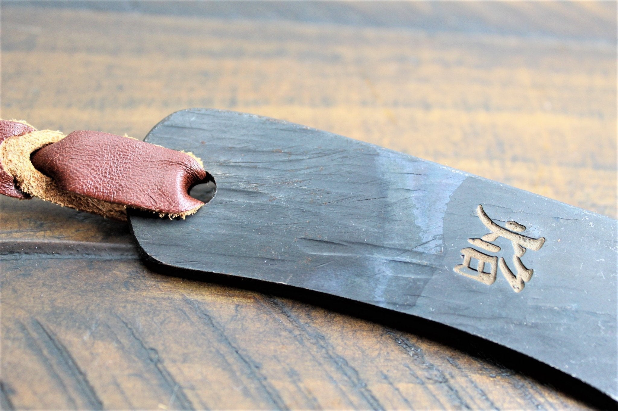 Knife - Sakai Takayuki Outdoor Knife 120 Mm (4.7") Aoniko Blue Steel #2 With Saya & Leather Strap - Kawasemi