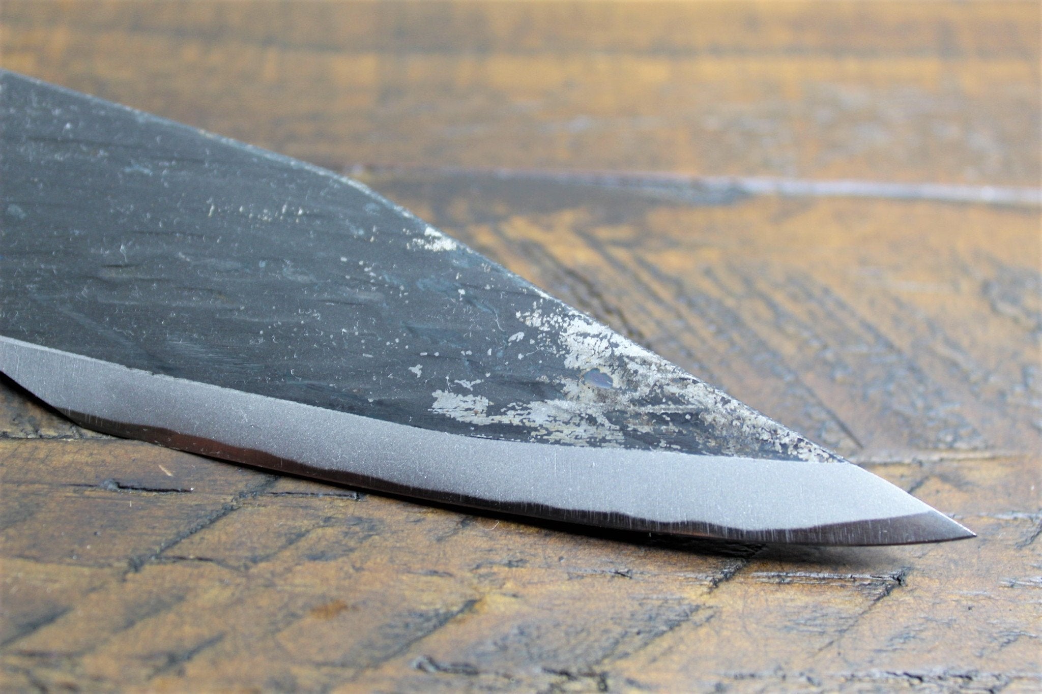 Knife - Sakai Takayuki Outdoor Knife 120 Mm (4.7") Aoniko Blue Steel #2 With Saya & Leather Strap - Kawasemi
