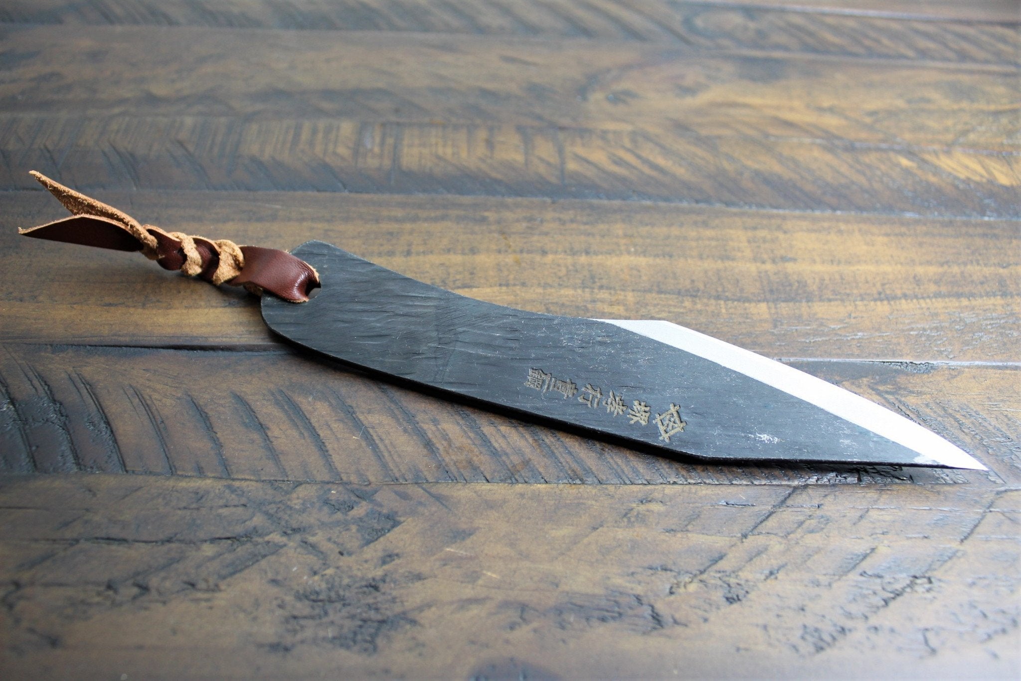 Knife - Sakai Takayuki Outdoor Knife 120 Mm (4.7") Aoniko Blue Steel #2 With Saya & Leather Strap - Kawasemi