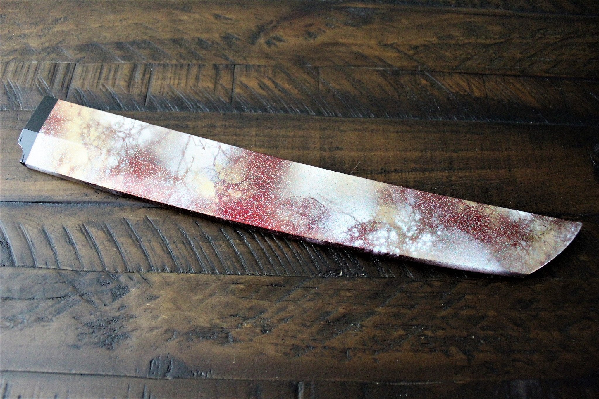 Knife - Sakai Takayuki Rinka Ginsan Silver #3 Sakimaru-Takohiki 390mm (15.4") With Decorative Handle And Saya - Cherry Blossom Engraving - Slicer