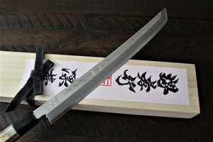 Knife - Sakai Takayuki Rinka Ginsan Silver #3 Sakimaru-Takohiki 390mm (15.4") With Decorative Handle And Saya - Cherry Blossom Engraving - Slicer