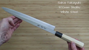 Sakai Takayuki Shobu Knife White Steel 300mm (11.8") with Buffalo Horn Handle Kasumi Togi